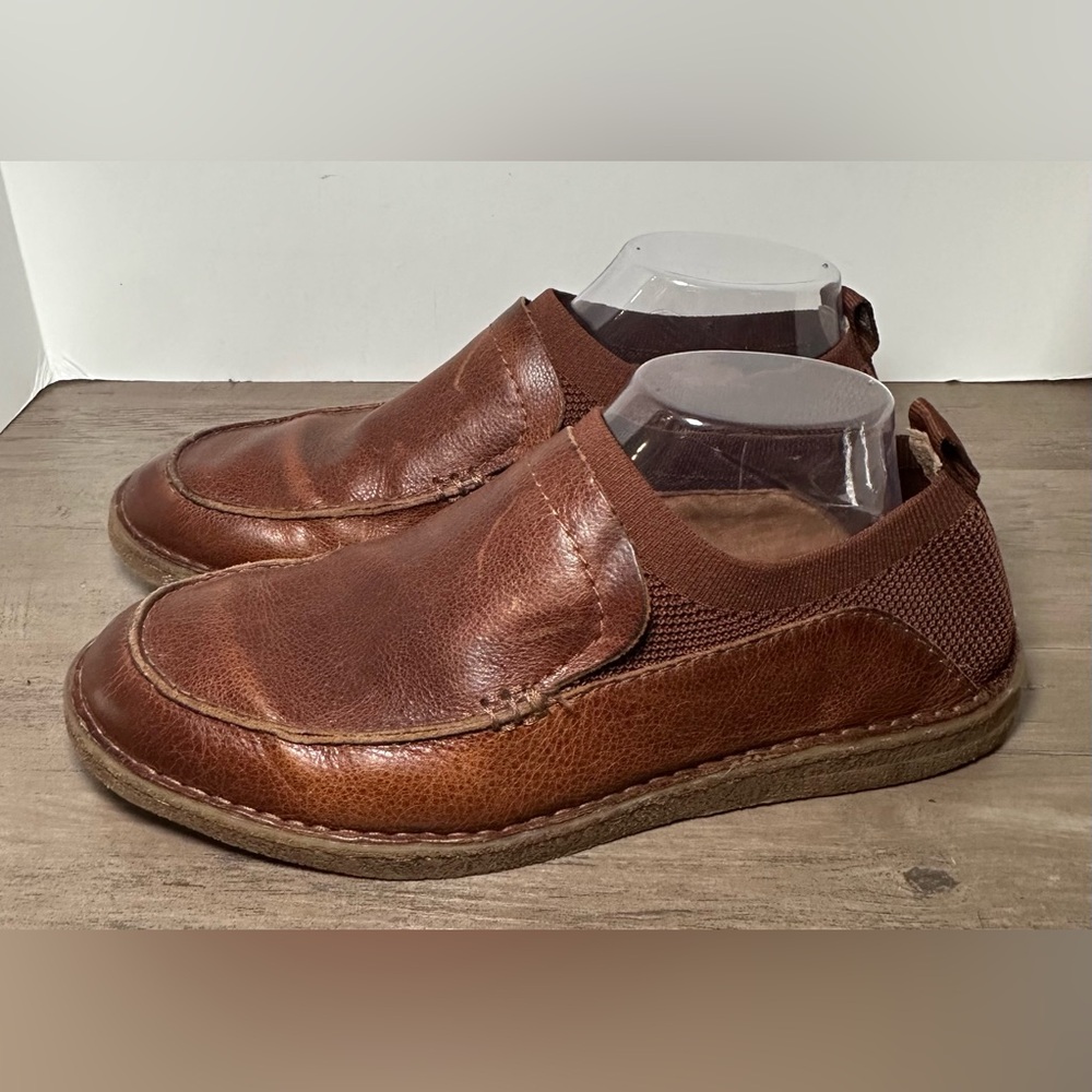 Born Mens Size 8 Samuel Tan Bourbon Full Grain Leather‎ Slip On Loafers.